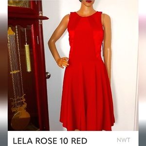 LELA ROSE RED ROSE RACER BACK FIT & FLARE DRESS NWT